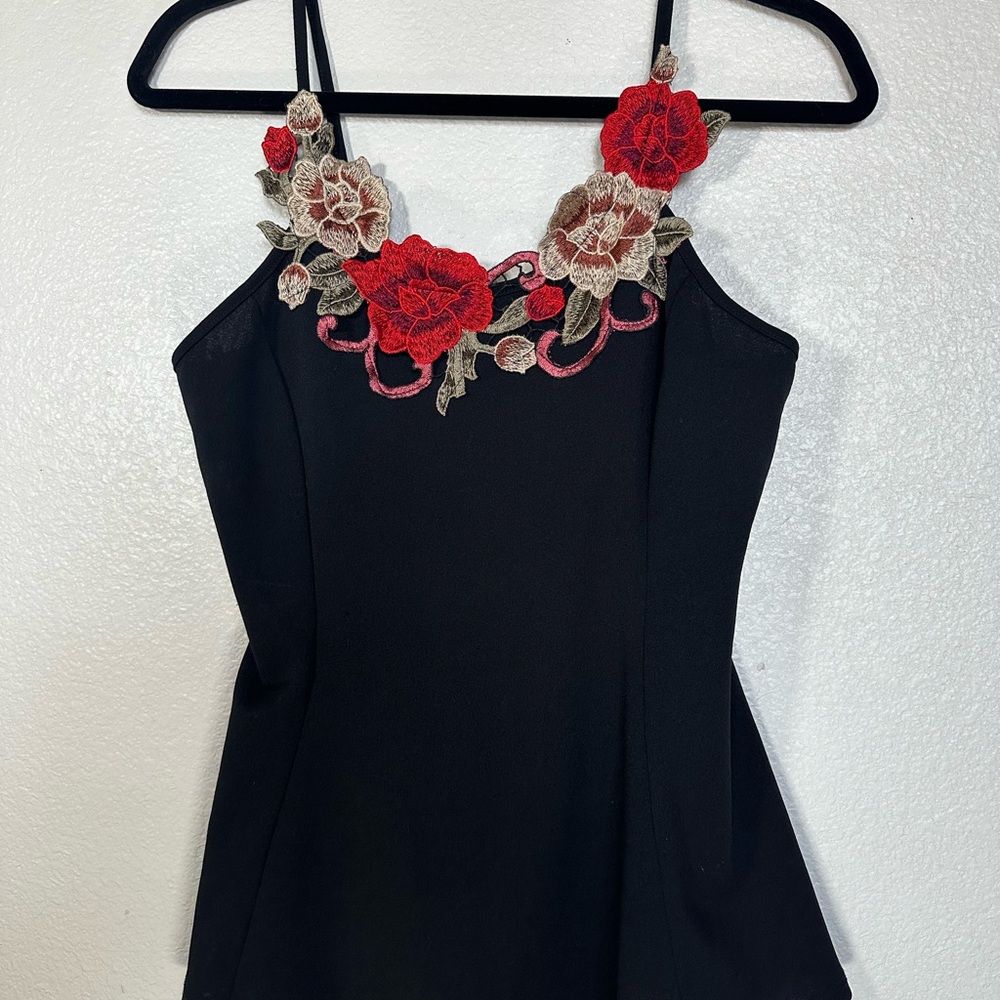 Papaya Black Embellished Sleeveless Camisole